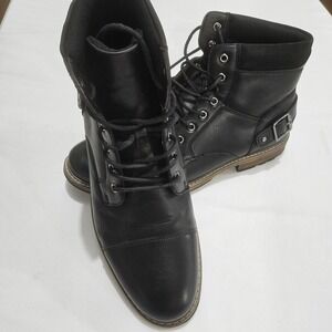 J. Ferrar Riverside Mens Black Cap Toe Combat Boots Buckle Detail Size 13M